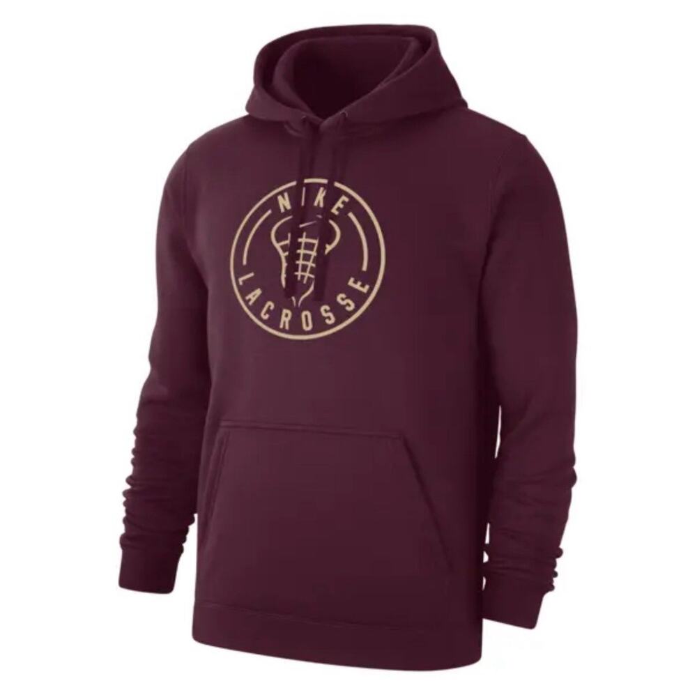 Nike Lacrosse Mens Hoodie Pullover Sweatshirt Size L Club Fleece Maroon PO29384